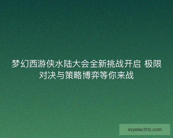 梦幻西游侠水陆大会全新挑战开启 极限对决与策略博弈等你来战